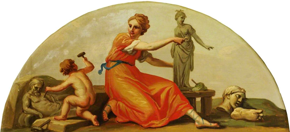 Putto con una personificazione della scultura - National Trust for Places of Historic Interest or Natural Beauty